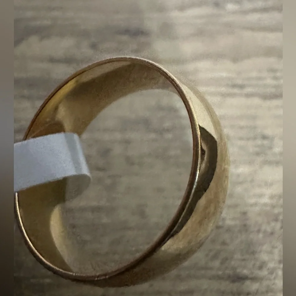 14k yellow gold ^ Titanium 8mm wedding band comfort fit ring tarnish resistant